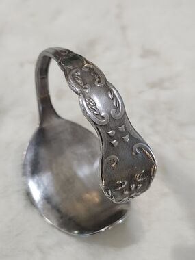 Ornate Silver-Tone Spoon Bracelet- Vintage Spoon Jewelry